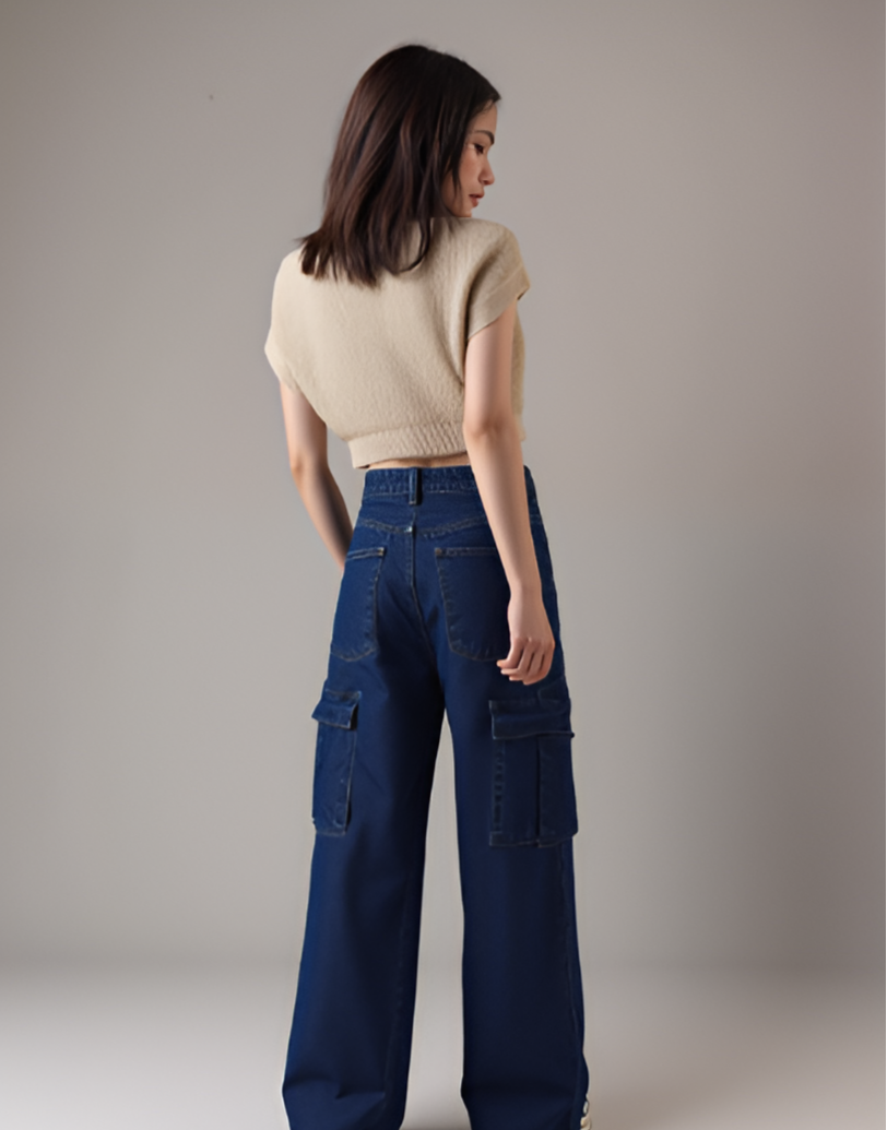 Navy Blue Cargo Jeans