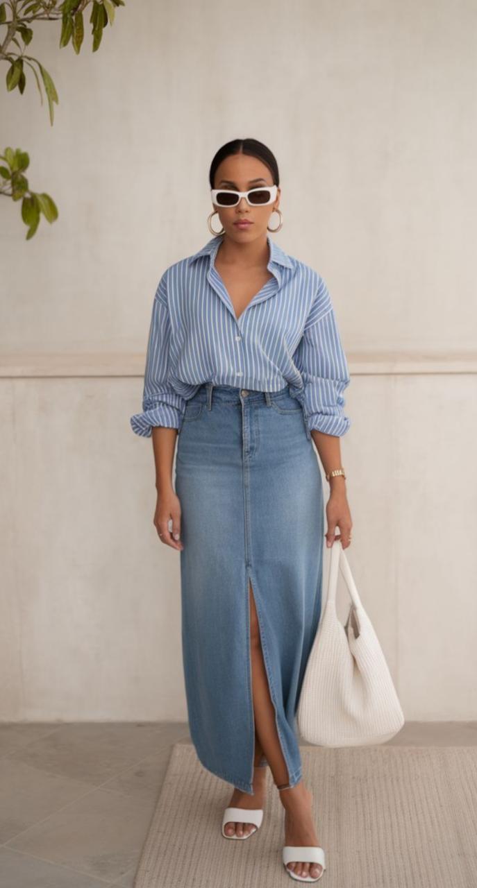 Long Maxi Denim Skirt
