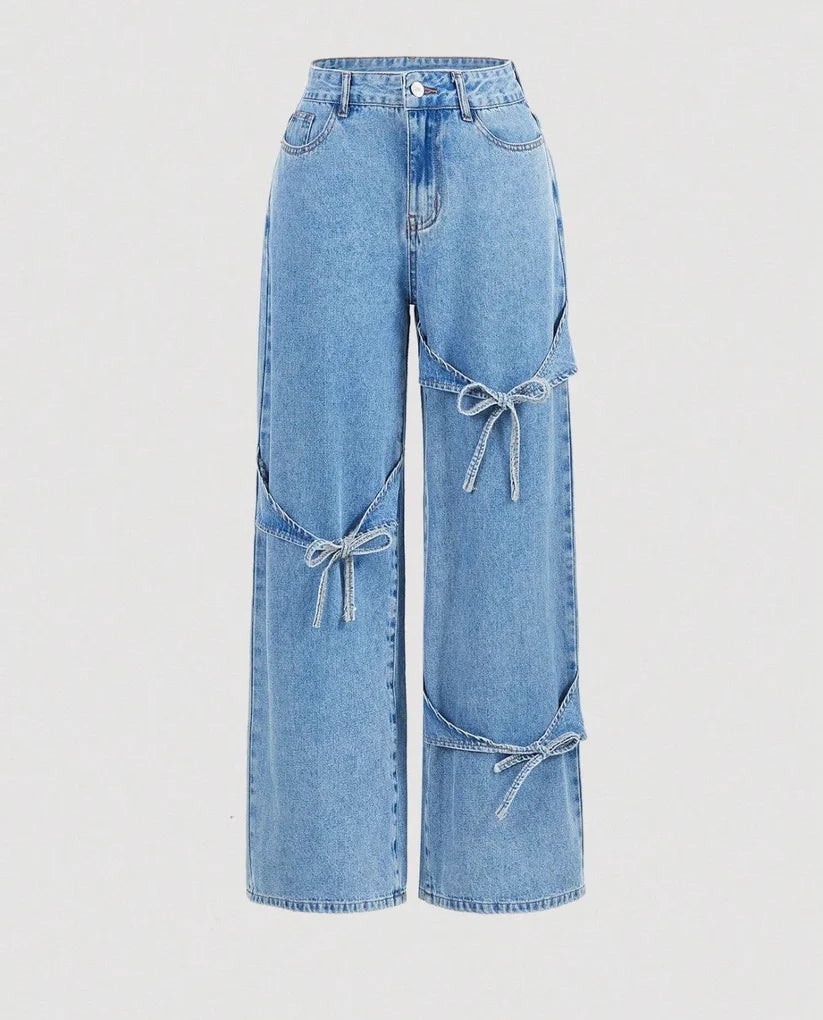 Bowtie Wide-Leg Jeans