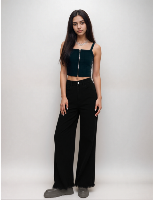 Black High-Waist Wide-Leg Jeans