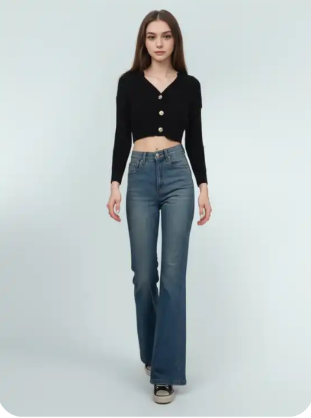 Mid Blue Gray Bootcut Jeans ( high waisted)