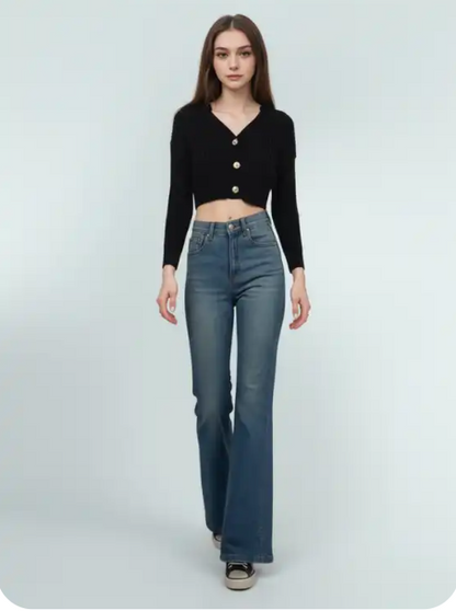 Mid Blue Gray Bootcut Jeans ( high waisted)