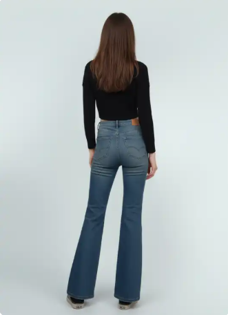 Mid Blue Gray Bootcut Jeans ( high waisted)