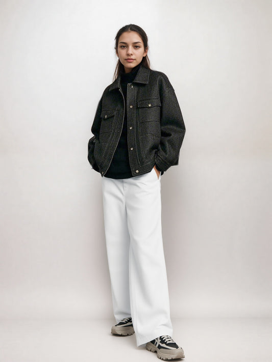 White High-Waist Wide Leg  Jeans