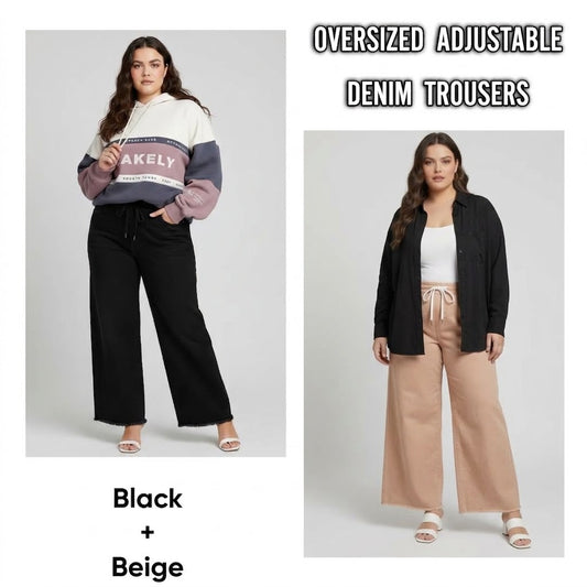 Oversized denim trousers ( Black + Beige )