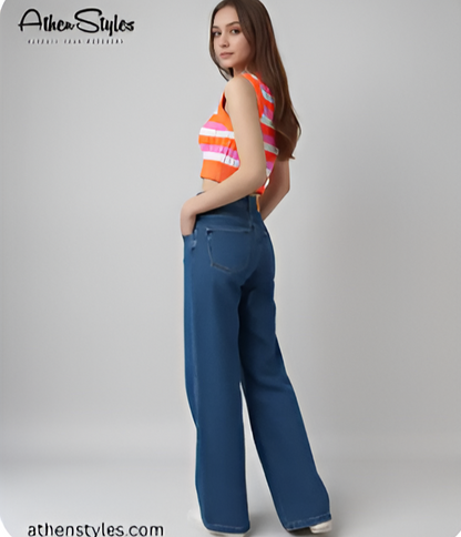 Classic Navy Blue  Wide-Leg Denim