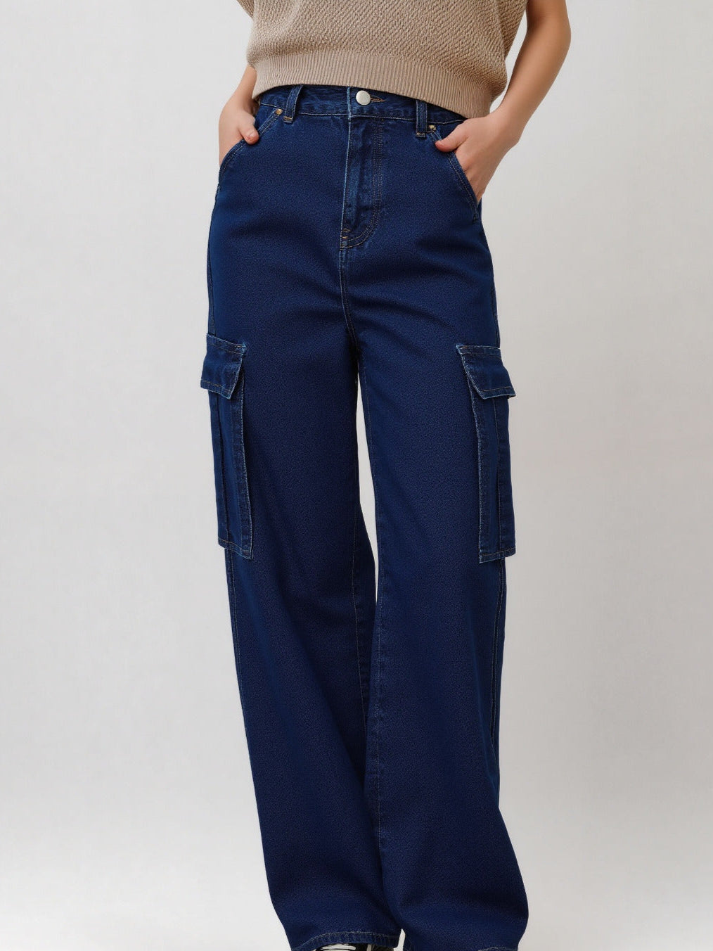 Navy Blue Cargo Jeans