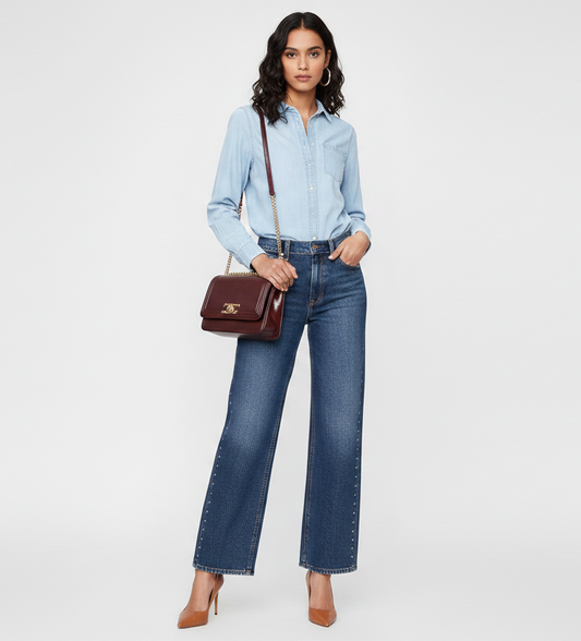 StudLine  Straight Wide-Leg Denim