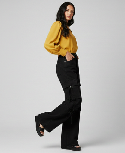 8 Pocket Black Cargo Jeans
