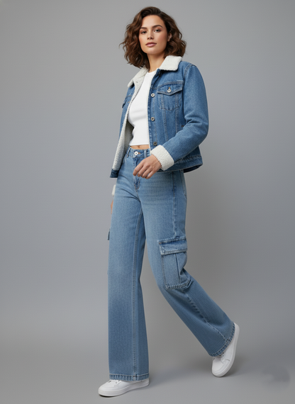 Cloud Cuff Blue Denim Jacket
