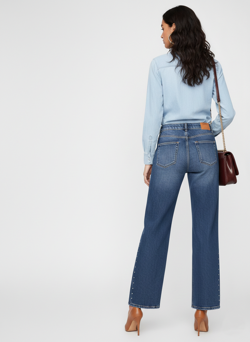 StudLine  Straight Wide-Leg Denim