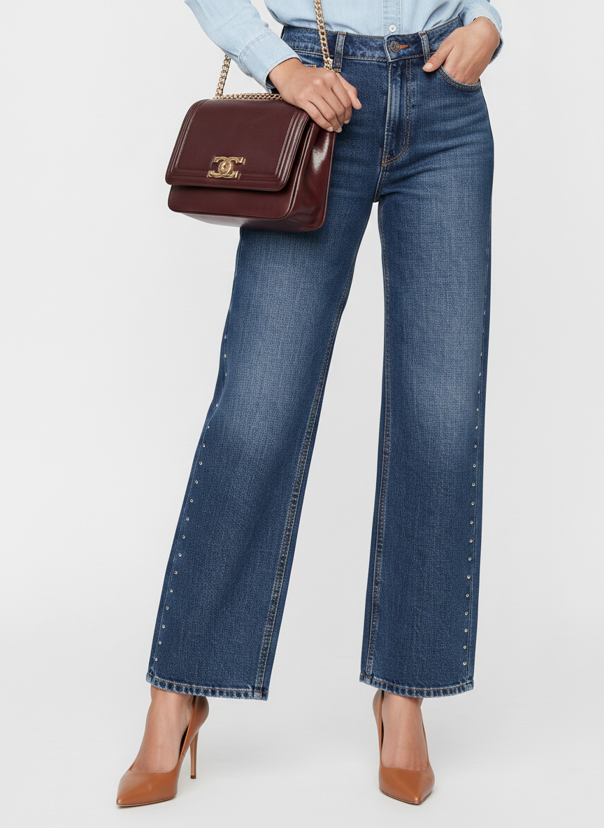 StudLine  Straight Wide-Leg Denim