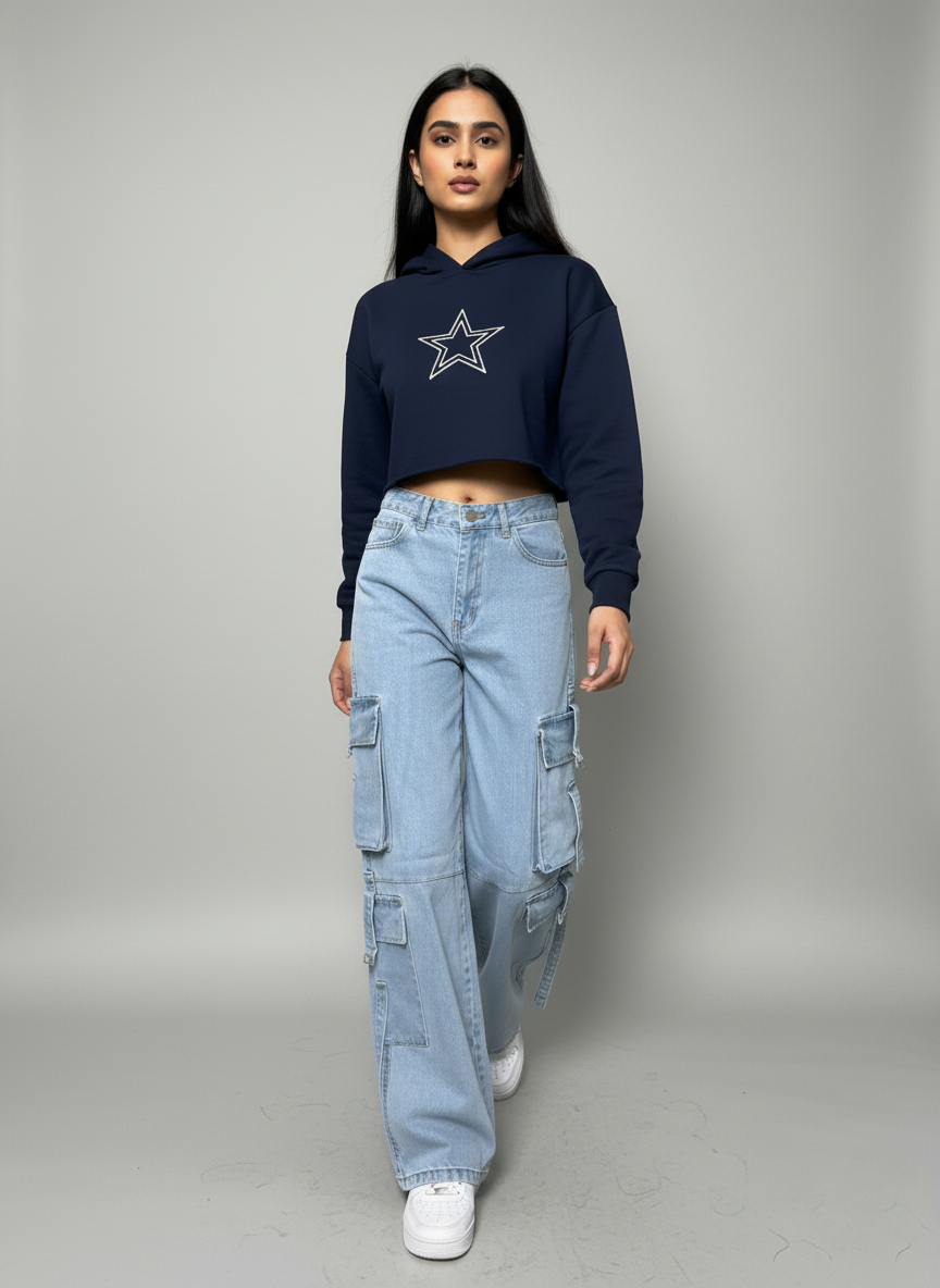 8 Pocket Blue Cargo Jeans