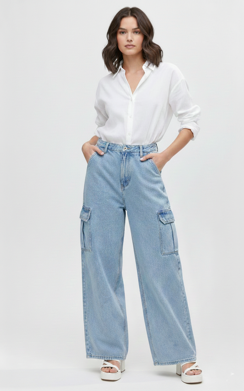 Athen Styles –Everyday Blue Cargo Jeans.