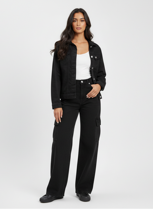 Pure Black Denim Jacket