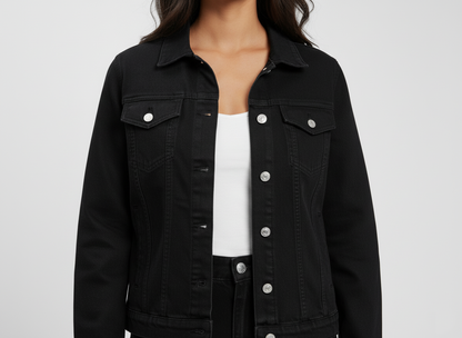 Pure Black Denim Jacket