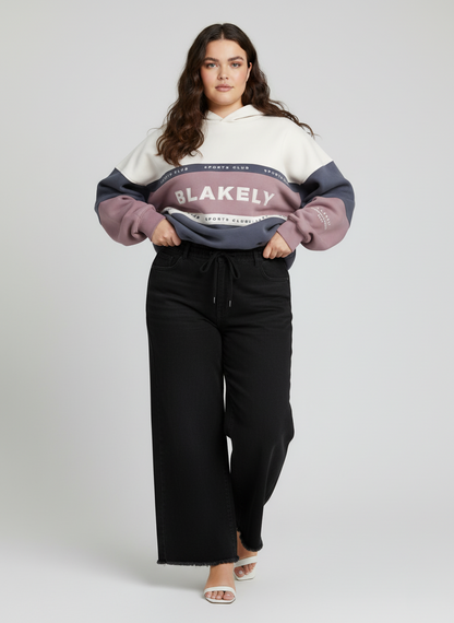 Plus size Adjustable Black denim trousers