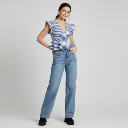 Navy Blue Straight Leg Denim