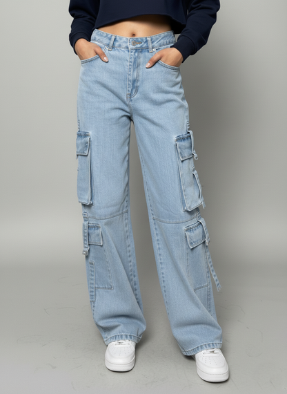 8 Pocket Blue Cargo Jeans