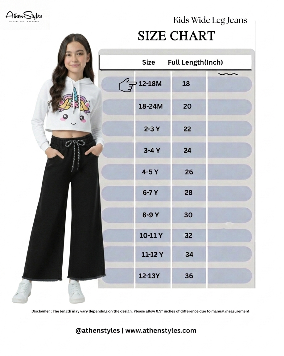 Kids Black Wide Leg Jeans