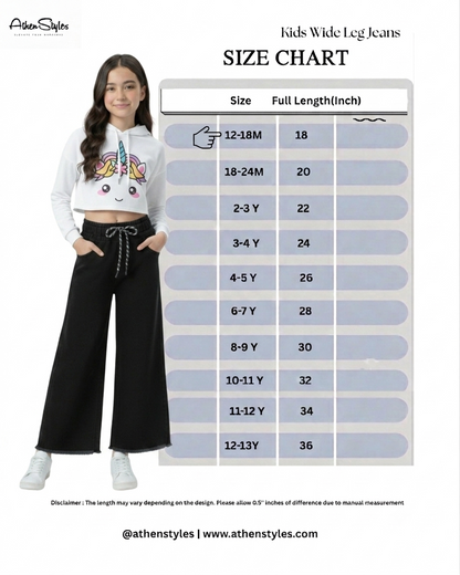 Kids Black Wide Leg Jeans