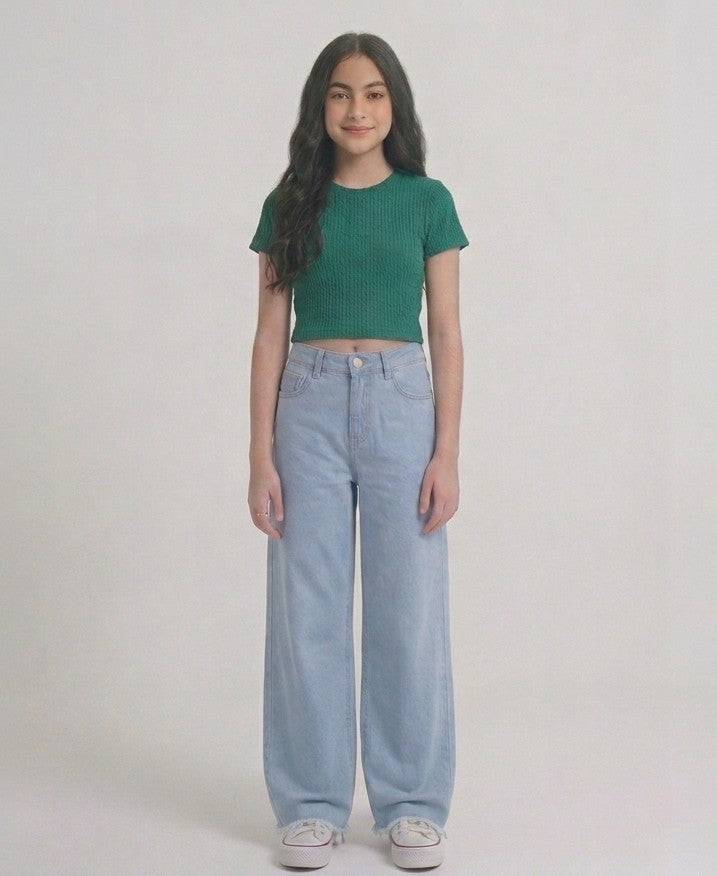 Teen Light Blue Wide-Leg Denim