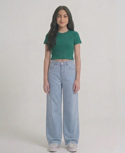Teen Light Blue Wide-Leg Denim