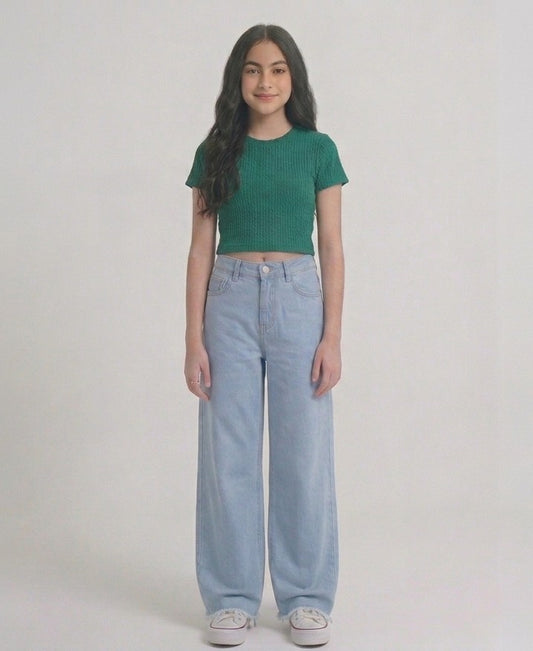Teen Light Blue Wide-Leg Denim