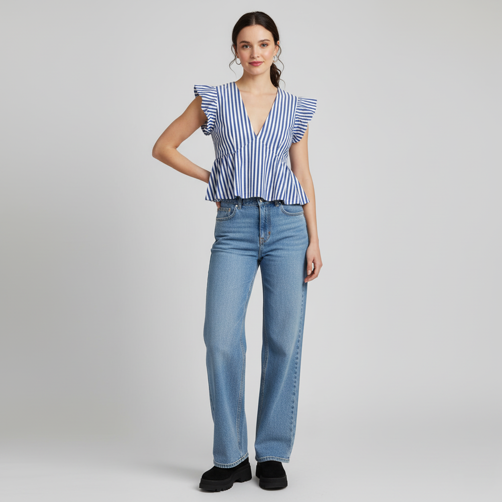 Navy Blue Straight Leg Denim