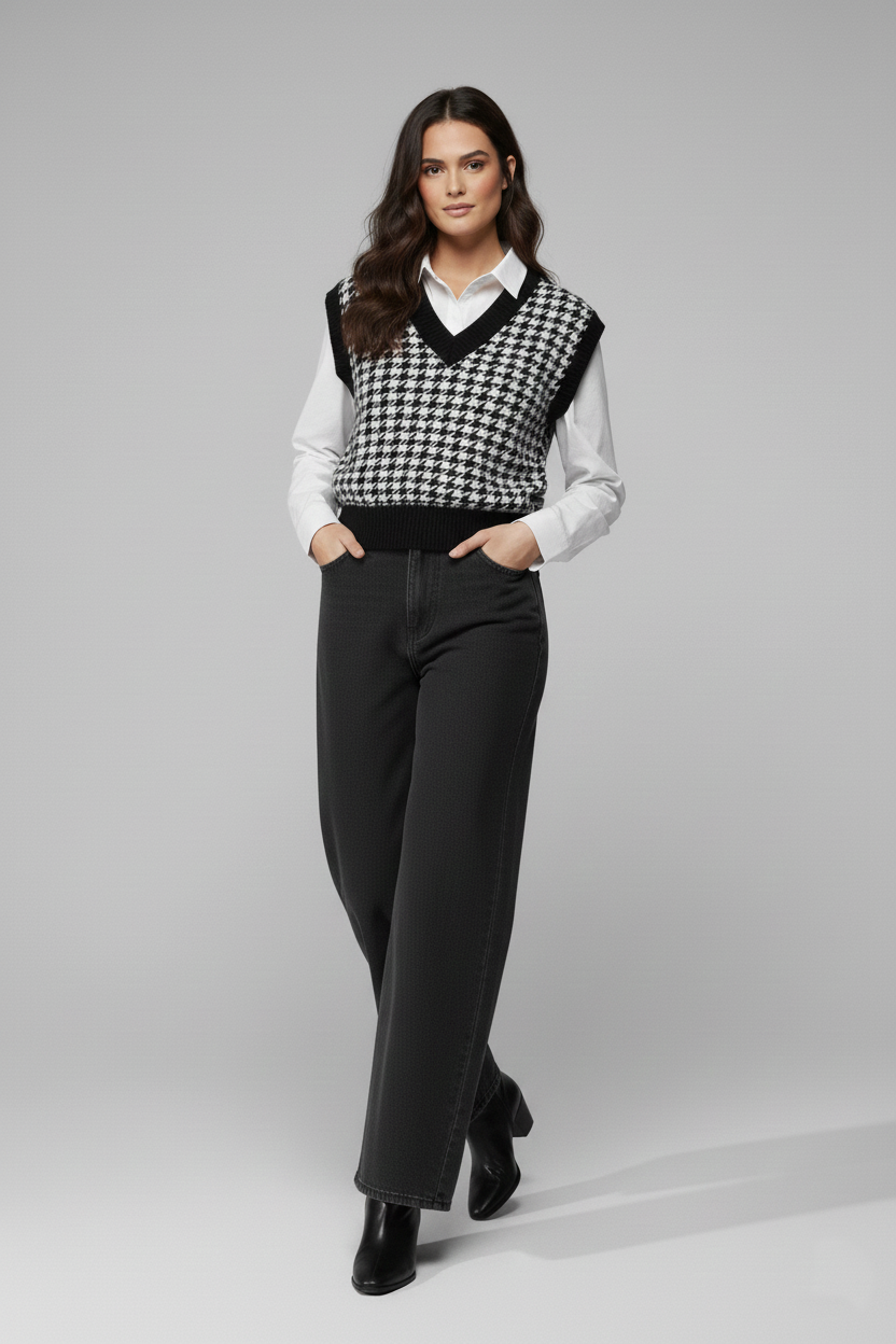 Charcoal Grey High Waist Wide-Leg Jeans