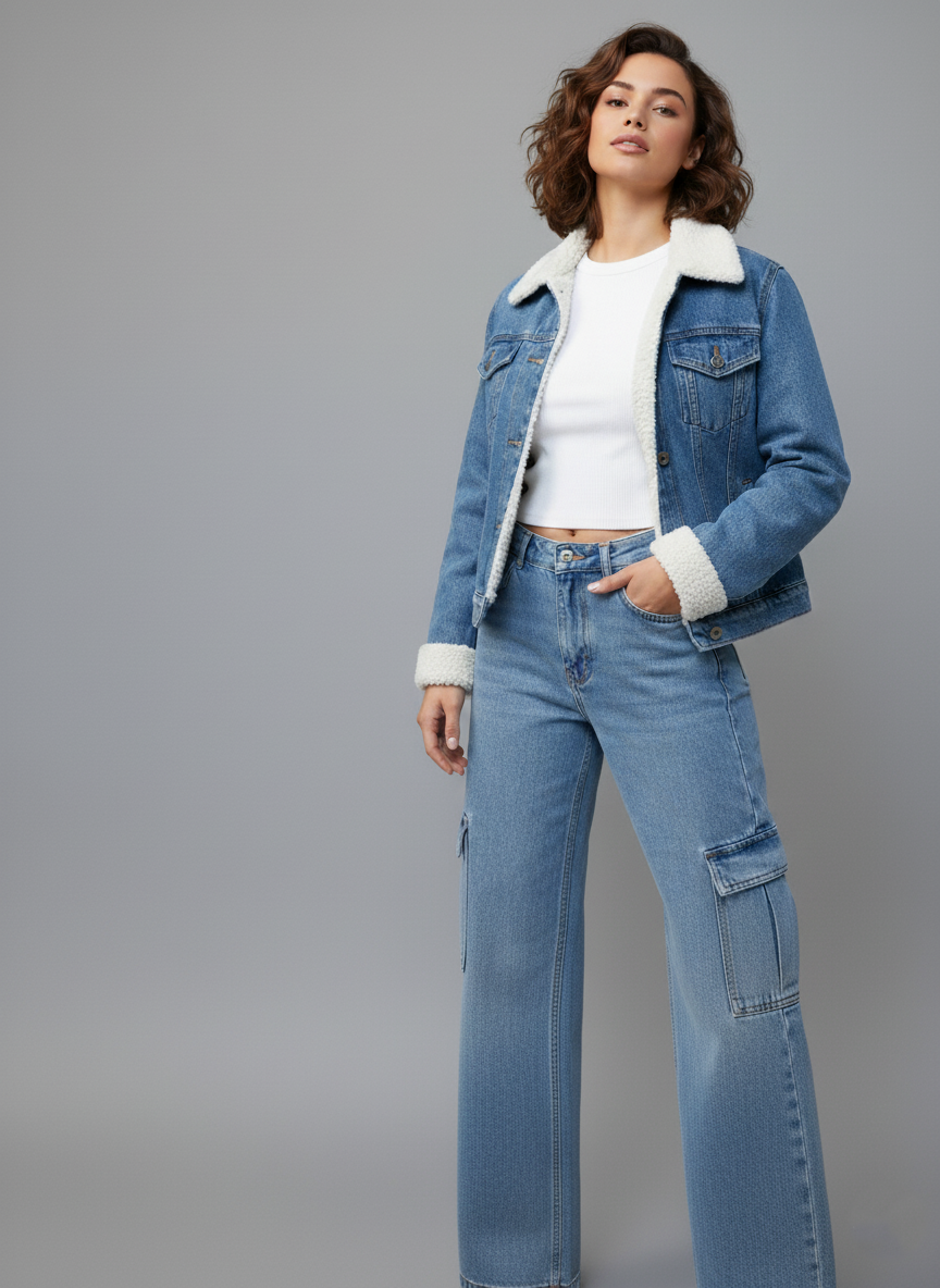 Cloud Cuff Blue Denim Jacket