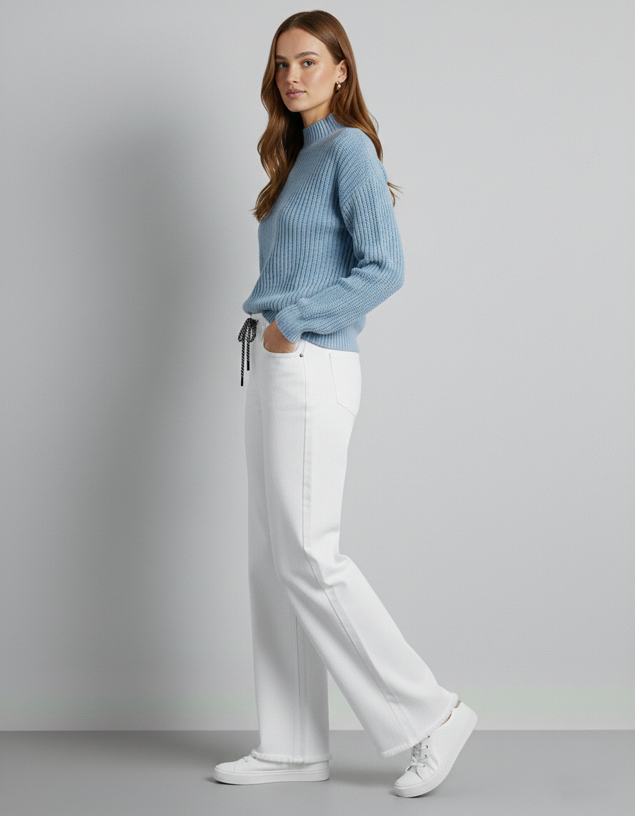 Teen White Wide-Leg Denim