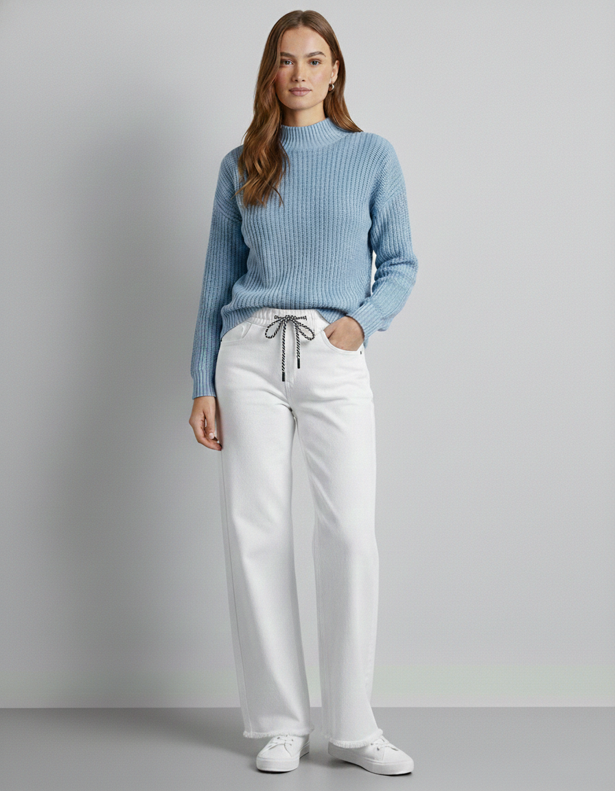 Teen White Wide-Leg Denim