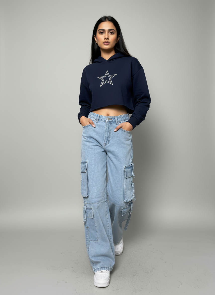 8 Pocket Blue Cargo Jeans