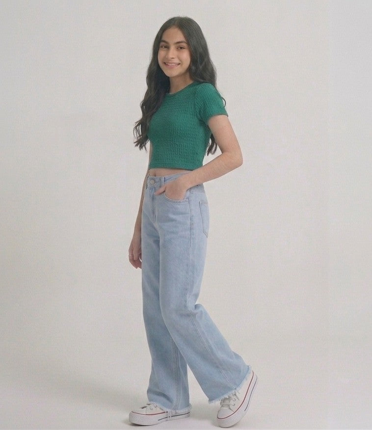 Teen Light Blue Wide-Leg Denim