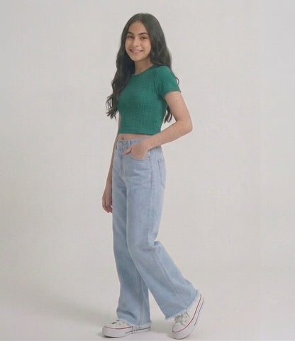 Teen Light Blue Wide-Leg Denim