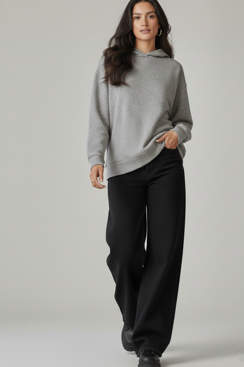 Pure Black Wide-Leg Jeans