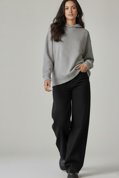 Pure Black Wide-Leg Jeans