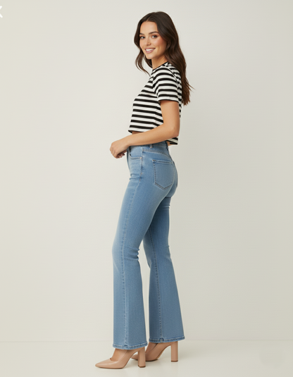 Plain Light Blue Bootcut Flared Jeans
