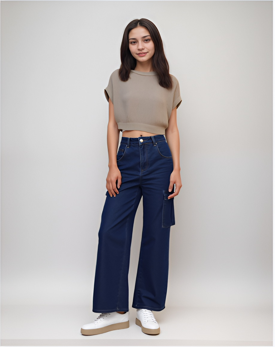 Navy Blue Cargo Jeans