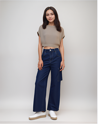 Navy Blue Cargo Jeans