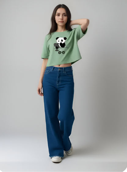 Navy Blue Wide-Leg Jeans