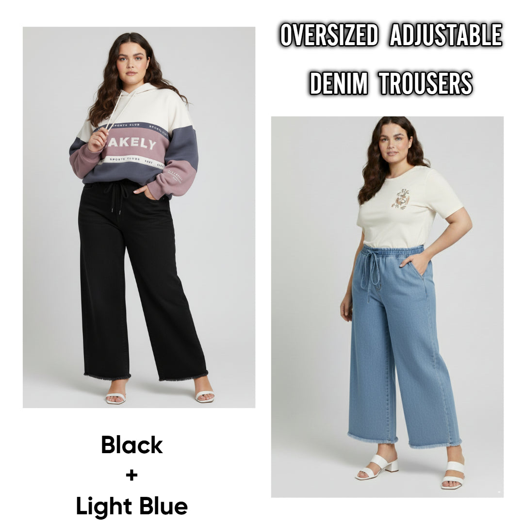 Oversized denim trousers ( Black + Light Blue )