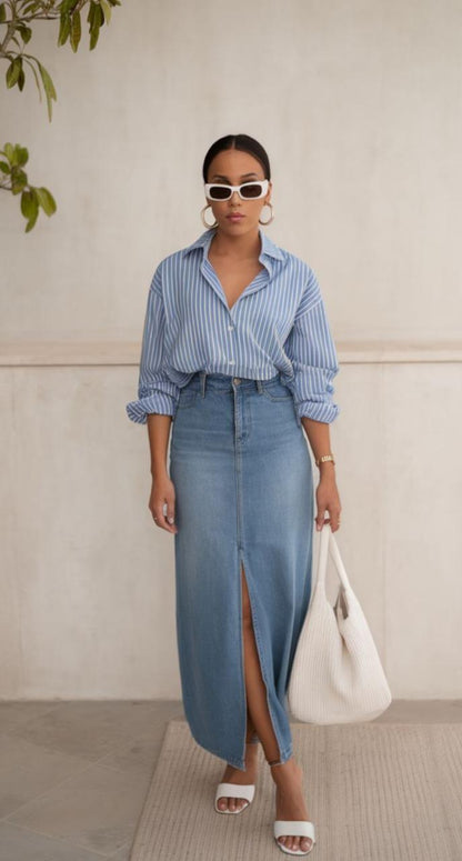 Long Maxi  Denim Skirt