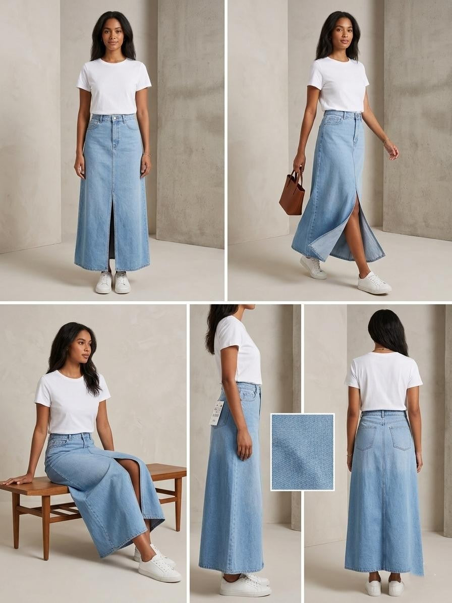Long Maxi  Denim Skirt