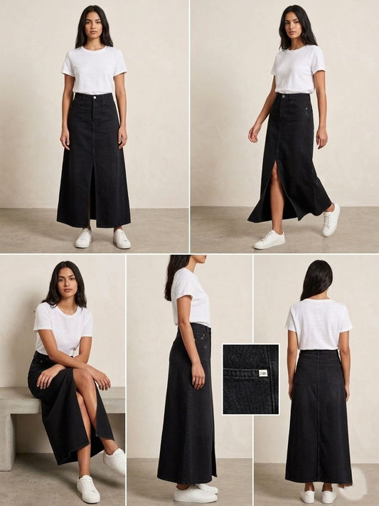 Long Maxi  Denim Skirt