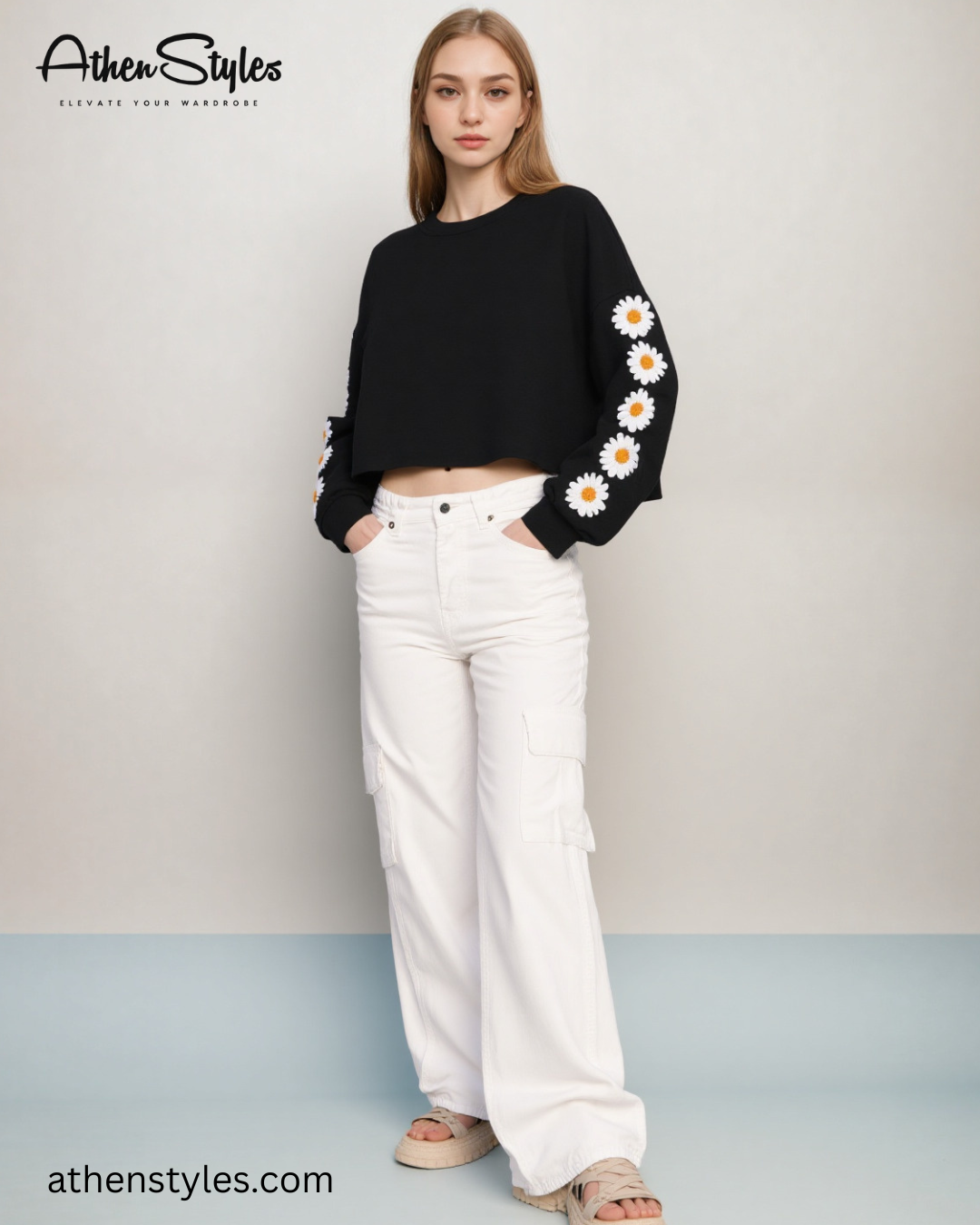 Athen Styles –White Wide-Leg Cargo