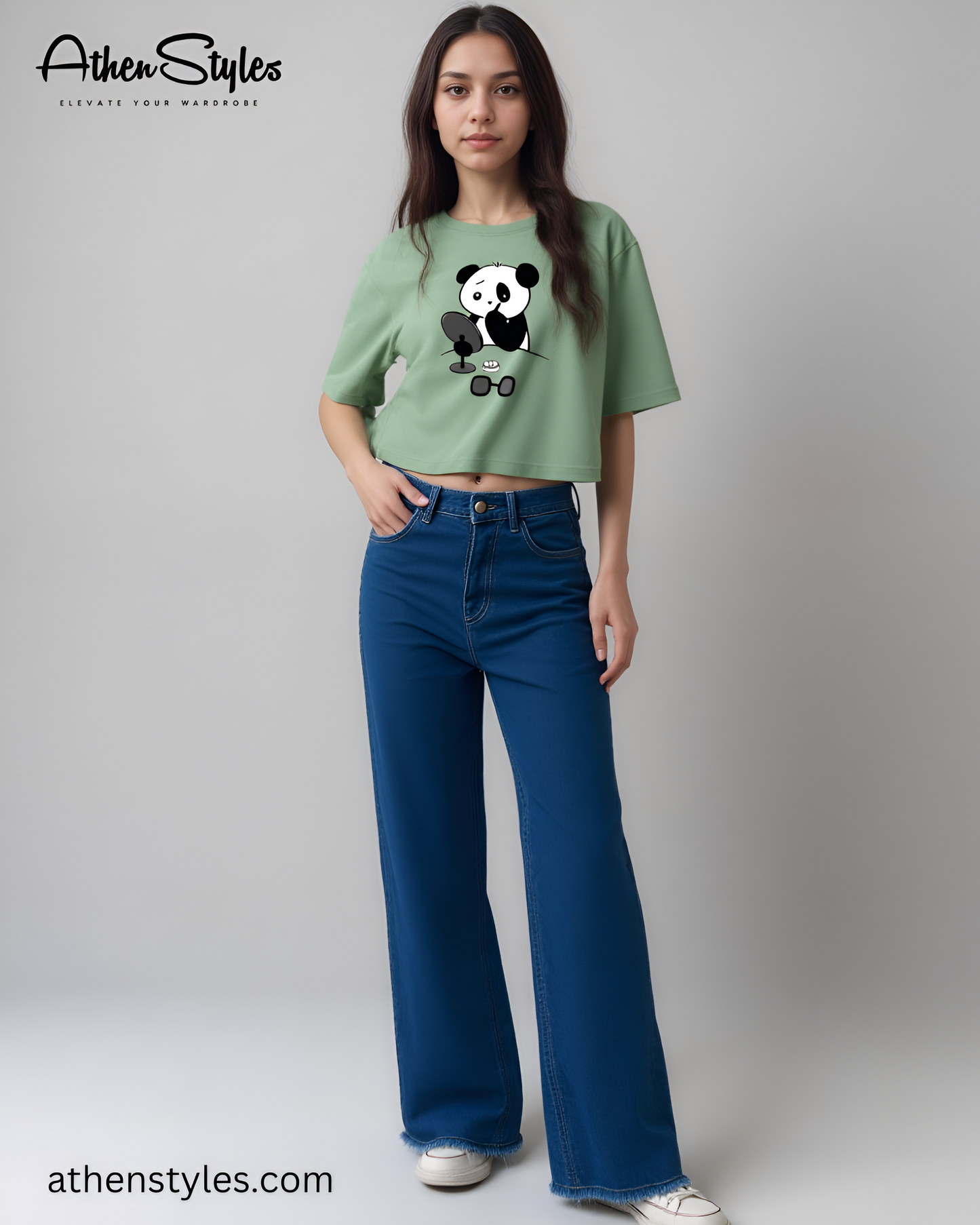 Navy Blue Wide-Leg Jeans