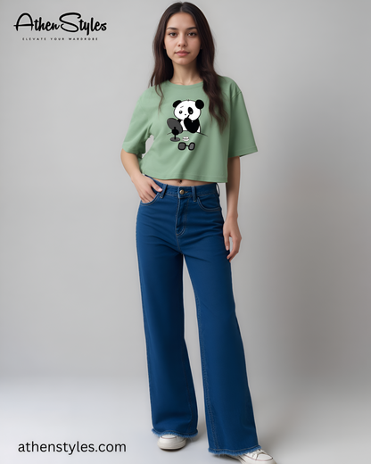 Navy Blue Wide-Leg Jeans