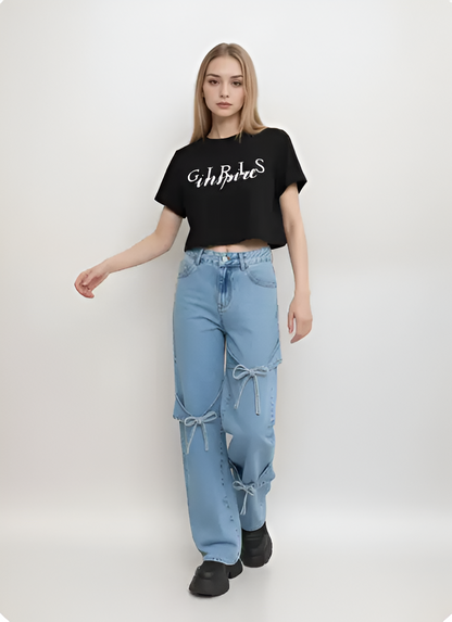 Bowtie Wide-Leg Jeans